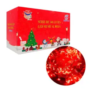 Serie decorativa musical, 140 luces en tono rojo, con cable rojo / hz…