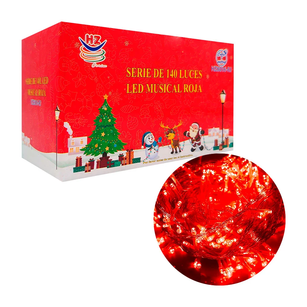Serie decorativa musical, 140 luces en tono rojo, con cable rojo / hz…