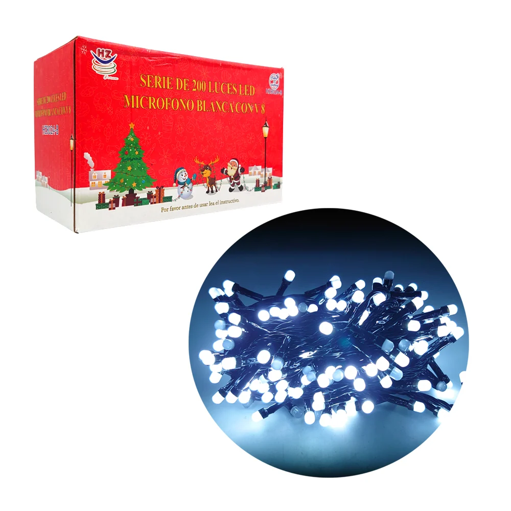 Serie navideña, 200 luces led en tono blanco con cable negro / hz8024…