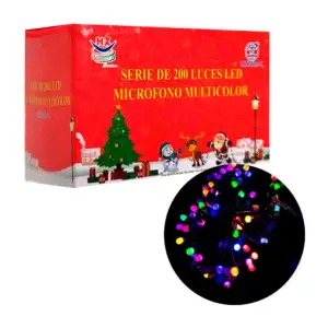 Serie decorativa con 200 luces en tono multicolor, con cable negro / …