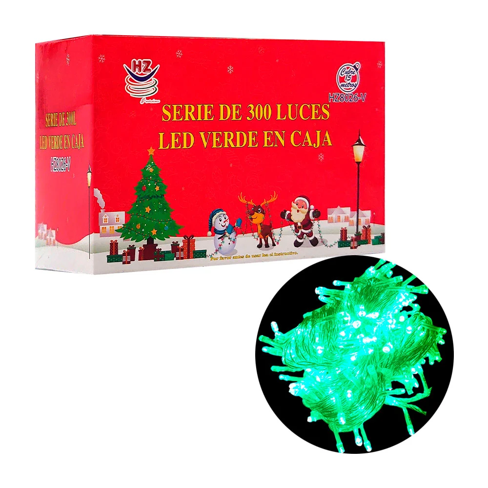 Serie decorativa, 300 luces led en tono verde, con cable verde / hz80…