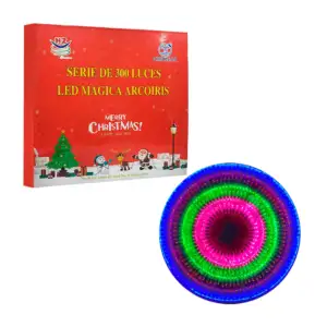 Serie decorativa, 300 luces led mágica, multicolor con cable transpar…