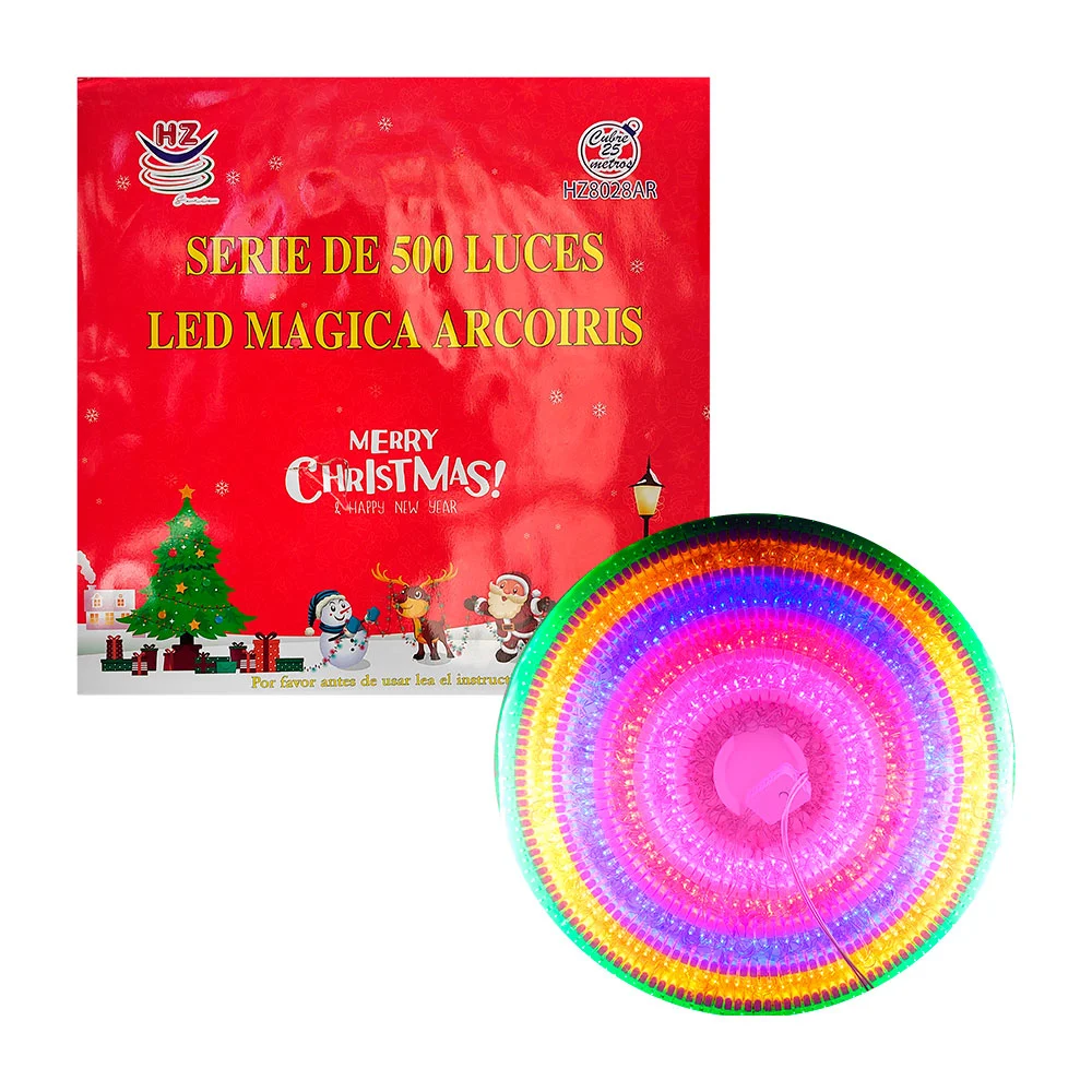 Serie decorativa, 500 luces led mágica, multicolor con cable transpar…