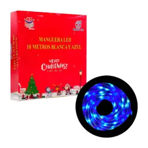 Manguera decorativa navideña tipo caramelo, blanca con azul de 10mts …