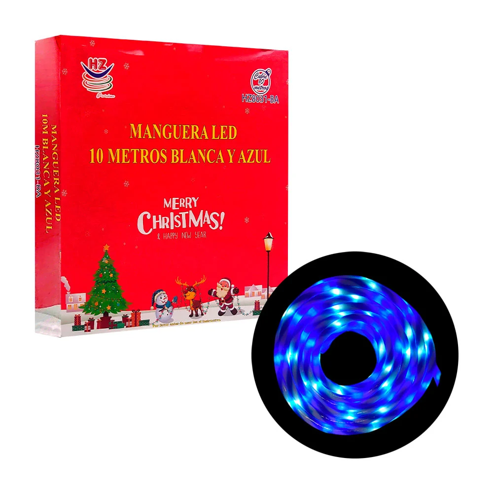 Manguera decorativa navideña tipo caramelo, blanca con azul de 10mts …