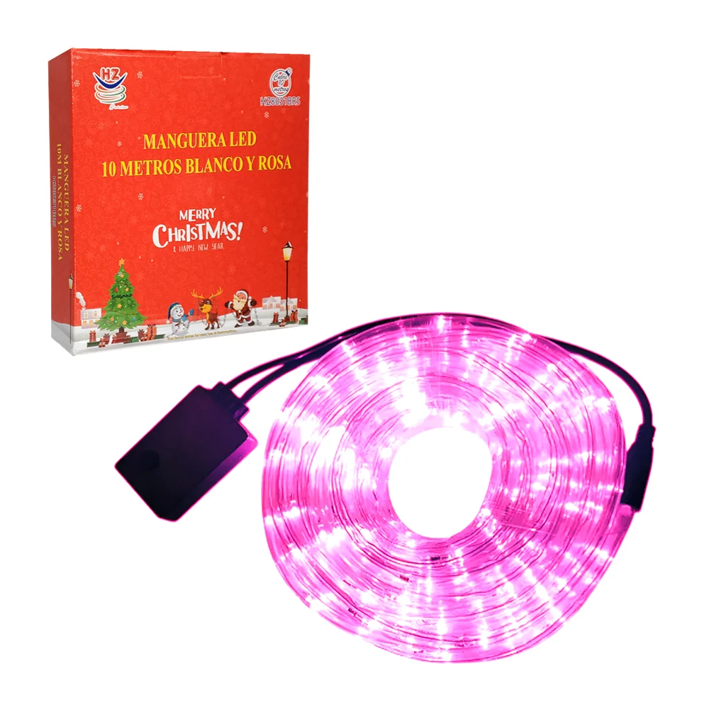 Manguera decorativa led, 10mts transparente en tono blanco y rosa / h…