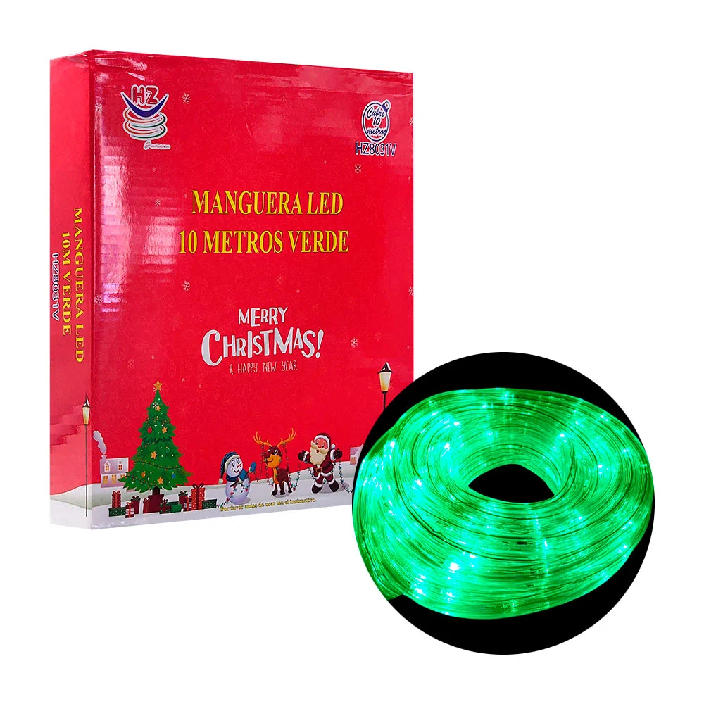 Manguera led decorativa, 10mts transparente, en tono verde / hz8031v