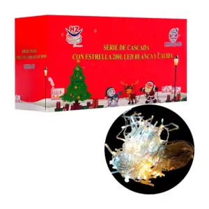 Serie decorativa de cascada, estrella 200 luces, blanca y cálida, tra…