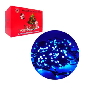 Serie navideña decorativa, 300 luces en tono azul con cable negro / h…