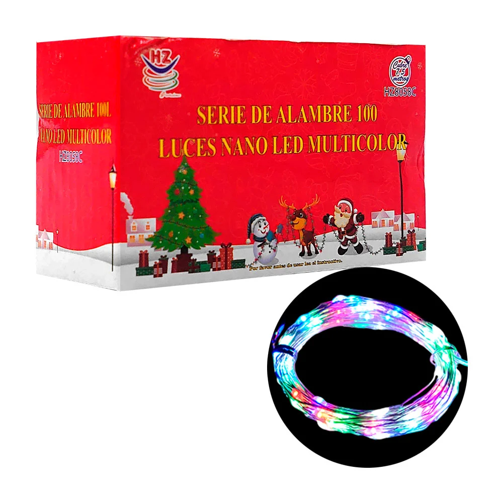 Serie decorativa, 100 luces led nano multicolores, con cable transpar…