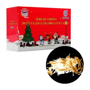 Serie decorativa de cortina, 240 luces led en tono cálido y cable tra…
