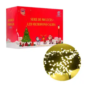 Serie decorativa navideña, 500 luces led, tono cálido con cable negro…