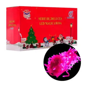 Serie navideña de 10m con cable rosa y 200 luces led en color rosa / …