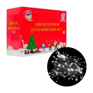 Serie navideña decorativa, con 300 luces en tono blanco, cable negro