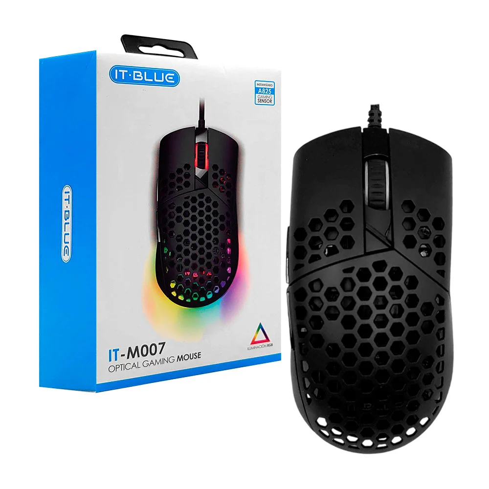 Mouse gamer alámbrico it-blue con luz rgb y diseño ergonómico / it-m0…