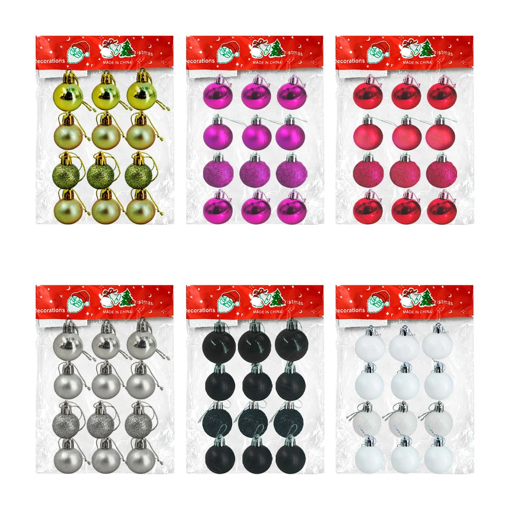 Paquete con 12 mini esferas navideñas de 2.5cm, variedad de colores /…
