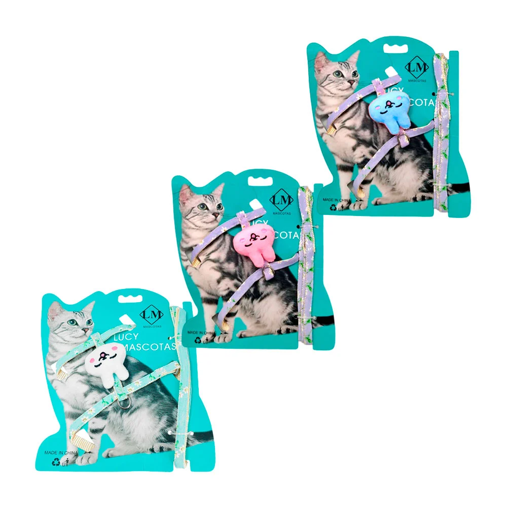 1pza Arnés pequeño para gatos con correa, broche y mini figura de con…