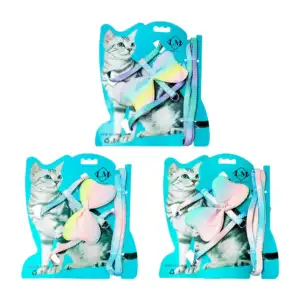 1pza Arnés pequeño para mascotas con correa y moño decorativo diamant…