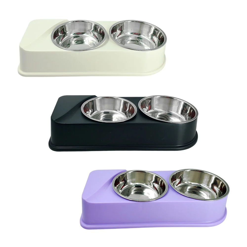 Plato para mascotas, de doble compartimento y figura de moño, colores…