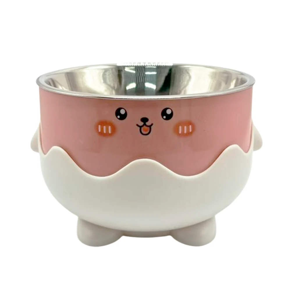 1pza Plato para mascotas con base alta con patitas y cara kawaii, mod…