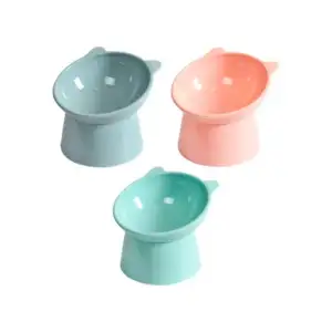1pza Tazón para mascotas pequeños con base alta y orejitas decorativas