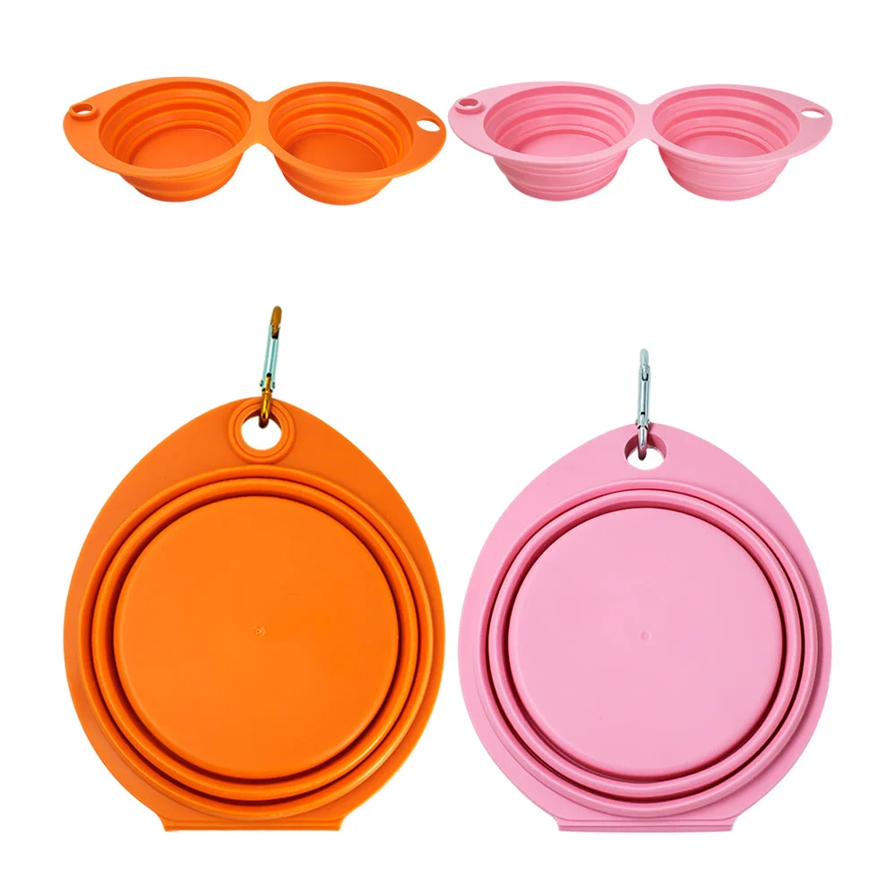 Plato plegable para mascotas, de silicona, con colgante metálico, col…