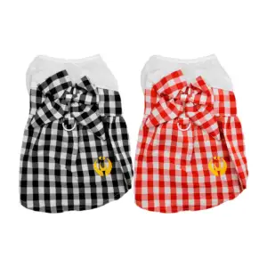 1pza Vestido para mascota con diseño a cuadros y moño decorativo, col…
