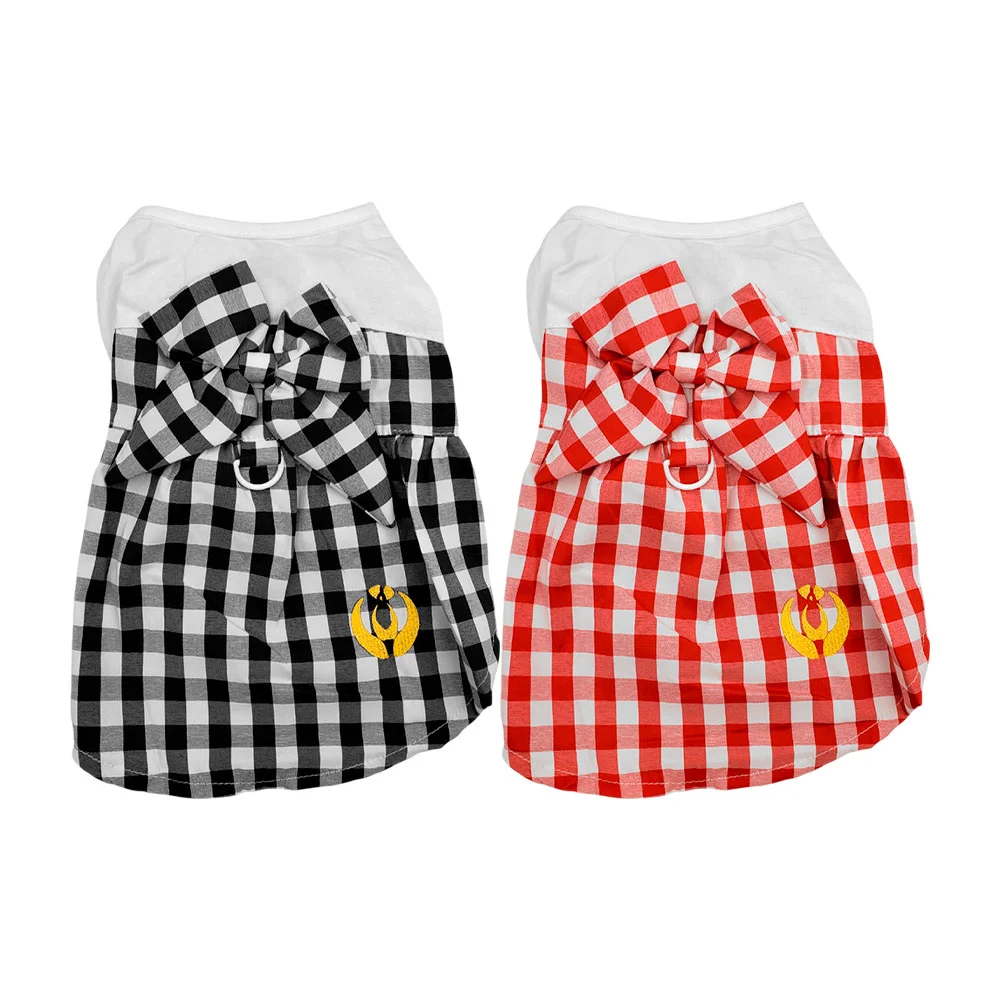1pza Vestido para mascota con diseño a cuadros y moño decorativo, col…