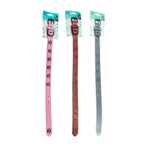 1pz Collar de piel para mascotas con estampado de huella y medida de …