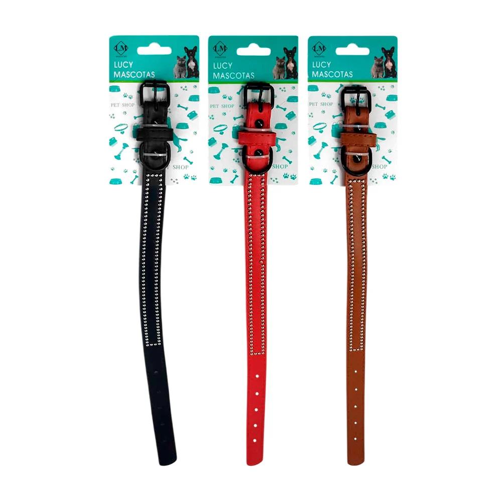 1pza Collar para mascotas de piel sintética pequeños con decoración d…