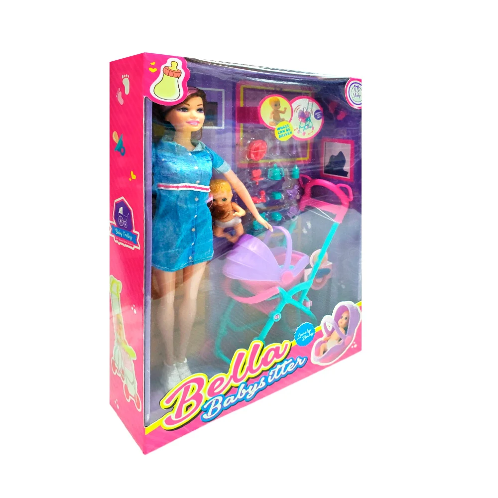Muñeca bella con temática de niñera + accesorios de bebé / babysitter…