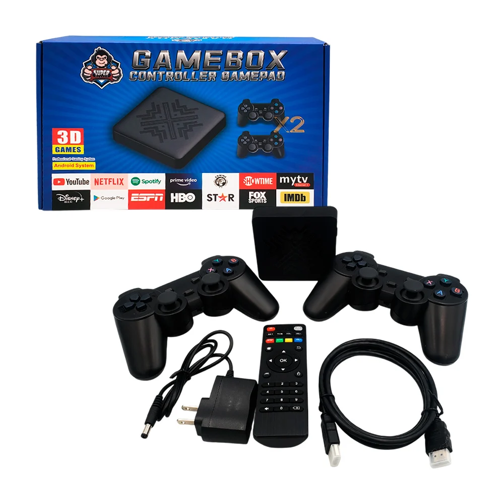 Consola game box reproductor de videojuegos 3d con 2 controles gamepa…
