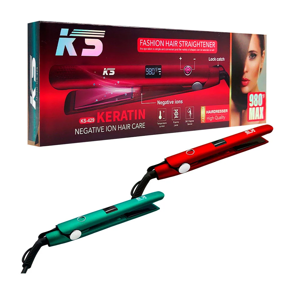 Plancha profesional 2en1 para el cabello con placas de cerámica o tit…