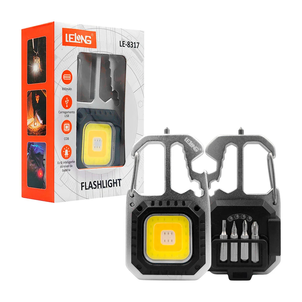 Mini linterna tipo llavero multifuncional con 6 tipos de luz diferent…