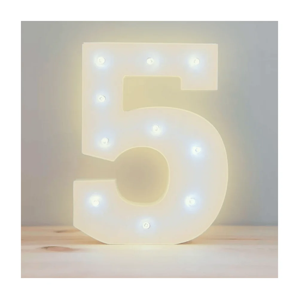 Lámpara decorativa 3D ele-gate en forma de número cinco con luz led c…