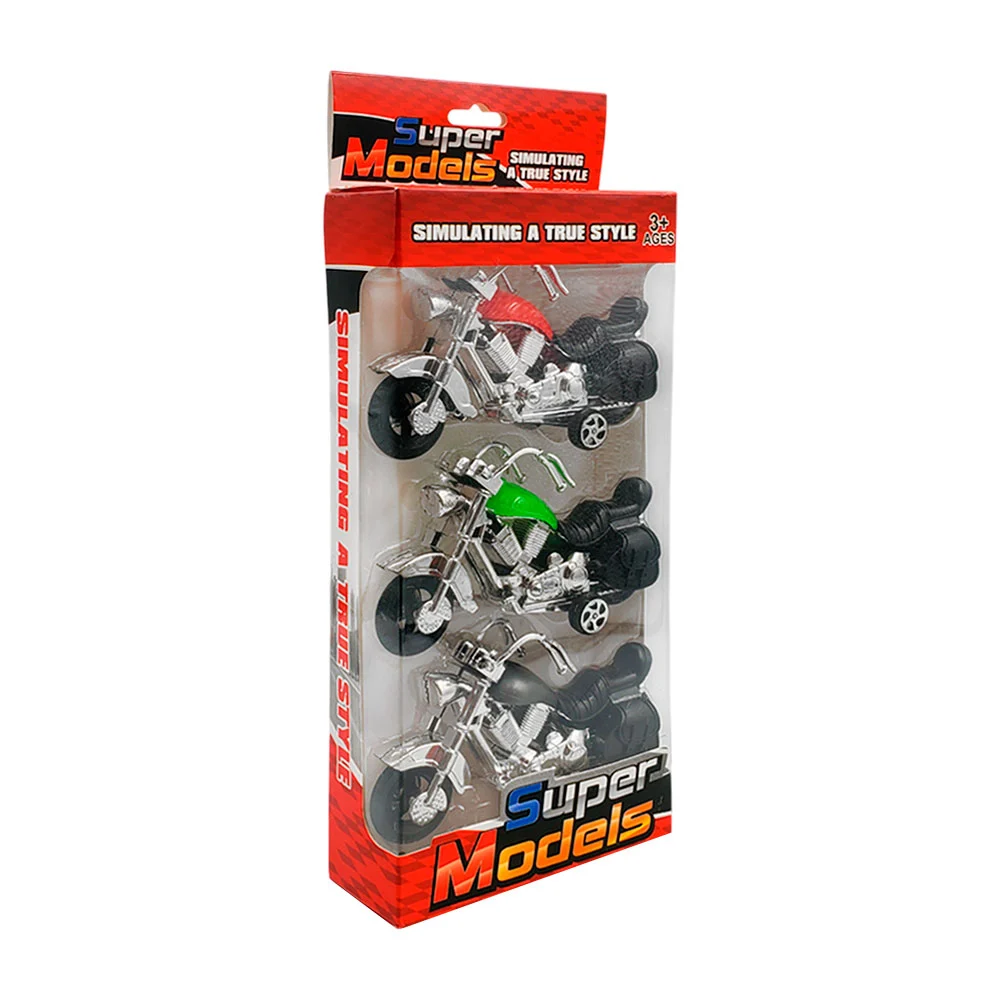 Paquete con 3 mini motocicletas de juguete, varios colores / super mo…