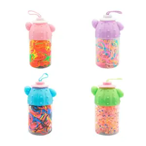 1pza Bote transparente en forma de cactus con orejas y ligas de color…