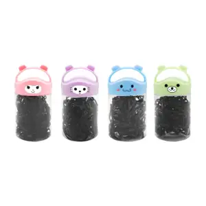 1pza Bote transparente en forma de oso con ligas de color negro / ln7…