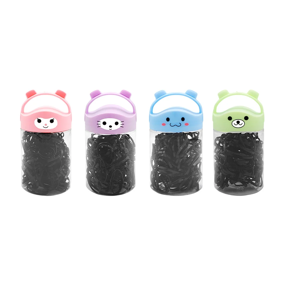 1pza Bote transparente en forma de oso con ligas de color negro / ln7…