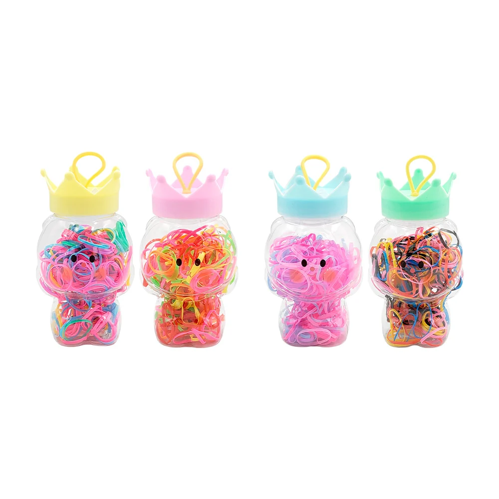 1pza Bote transparente en forma de oso con corona + ligas de colores …