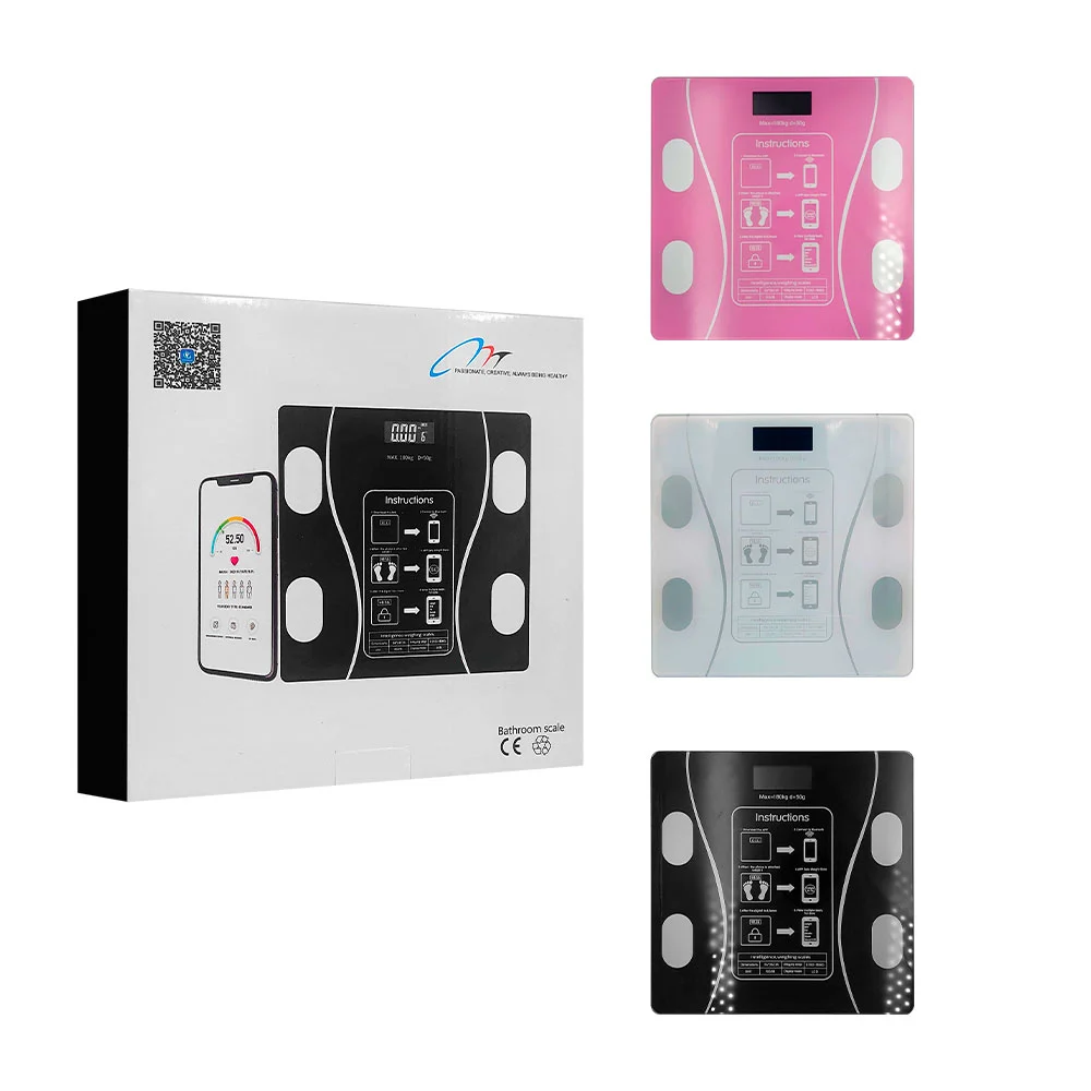 Báscula digital, cuadrada de vidrio, conexión bluetooth + aplicación,…