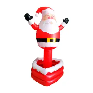 Inflable navideño 1.50m, santa claus saliendo de la chimenea con niev…