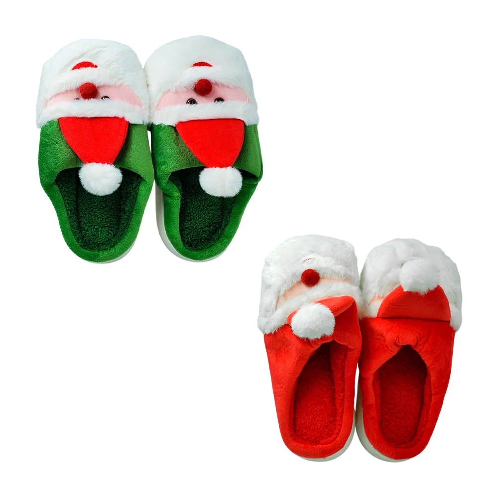 Pantuflas afelpadas de suela alta con diseño de santa claus, variedad…