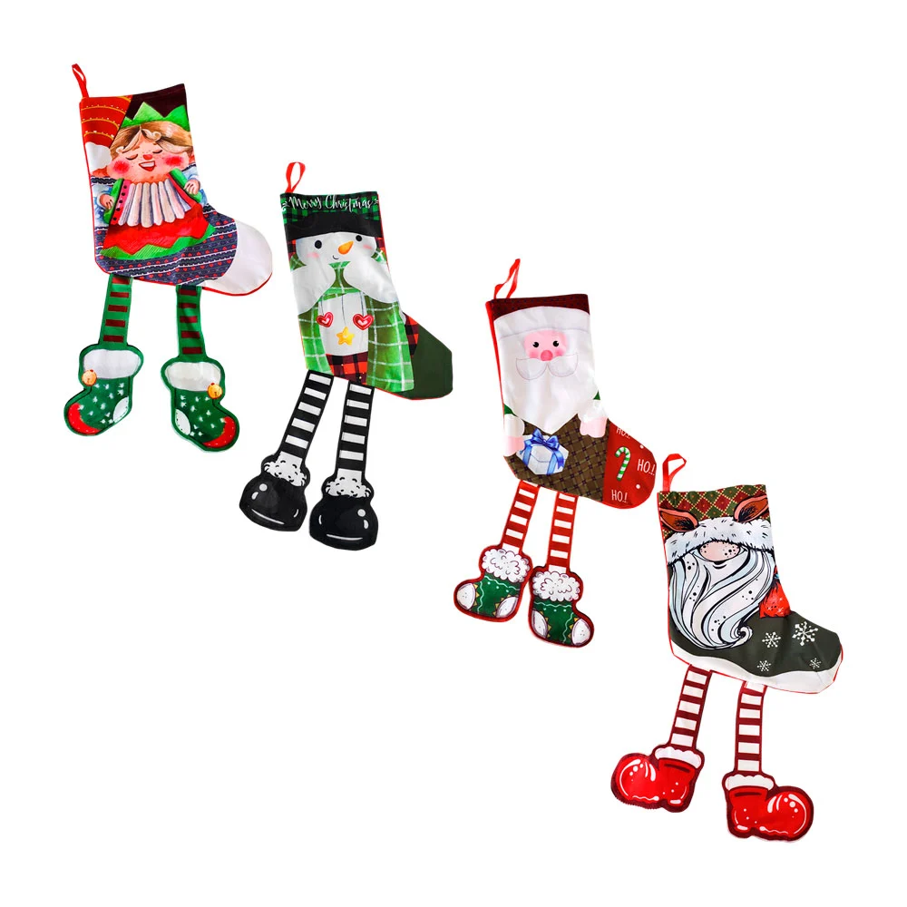 Bota navideña colgante con estampado de personajes navideños, varieda…