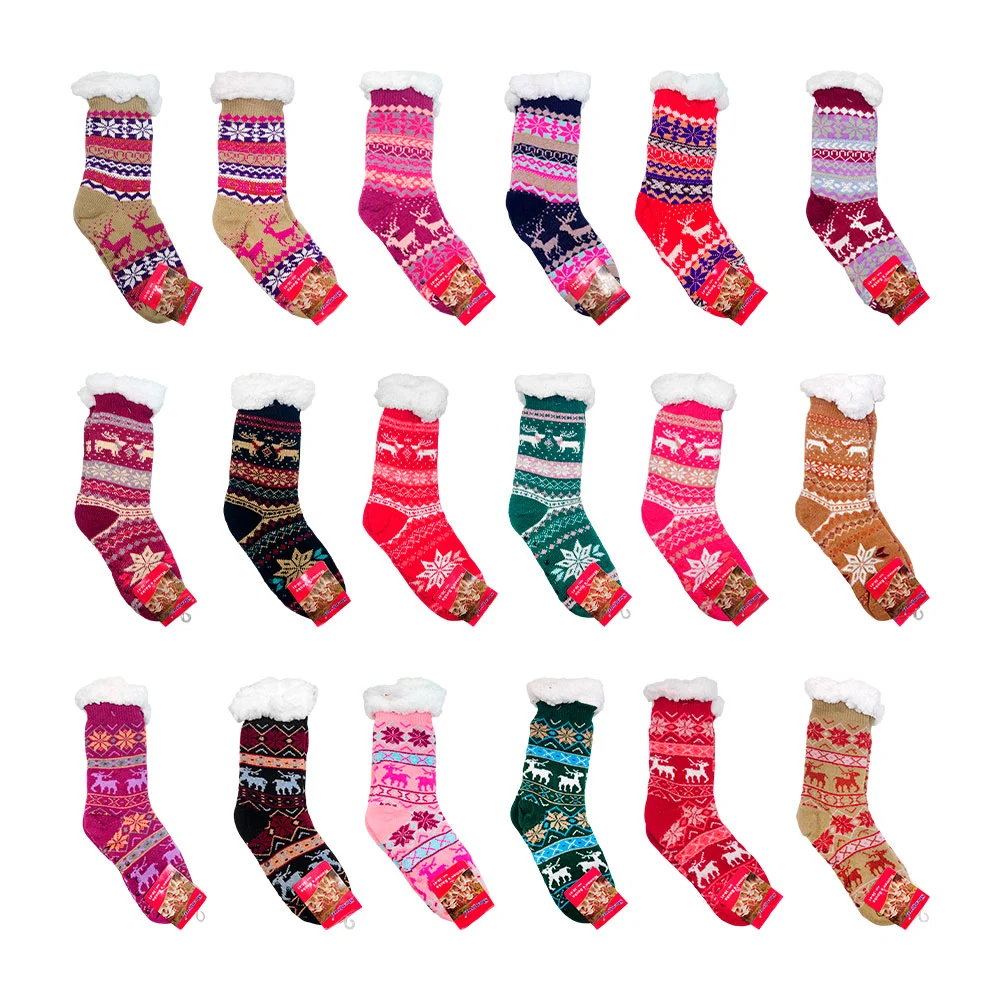 Par de calcetines navideños antiderrapantes, interior afelpado, model…