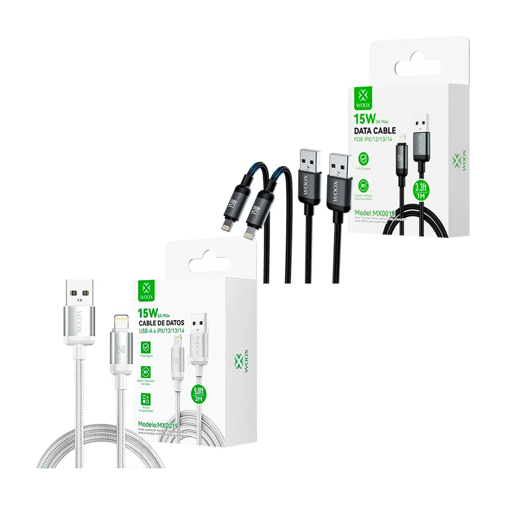 Cable mallado de datos de usb a salida lightning, con medida de 3m, u…