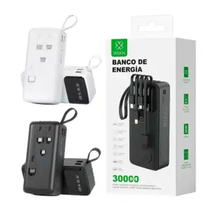 1pza Powerbank portátil recargable con cables usb, tipo c, lightning …