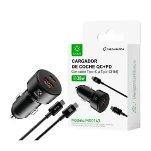 1pza Cargador para coche con entrada usb, tipo c y cable de tipo c a …