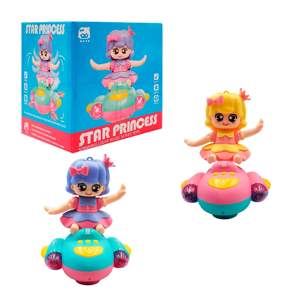 Muñeca móvil star princess con luces, música y lanzador de spray / qb…