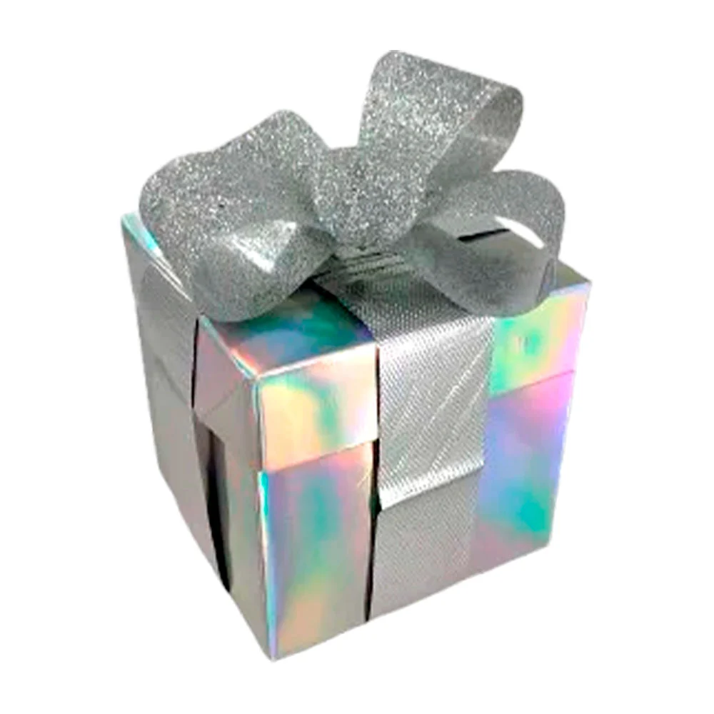 Caja armable de regalo chica con efecto tornasol, 10x10x10cm / qld0103